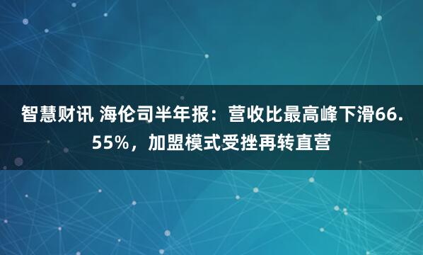 智慧财讯 海伦司半年报：营收比最高峰下滑66.55%，加盟模式受挫再转直营